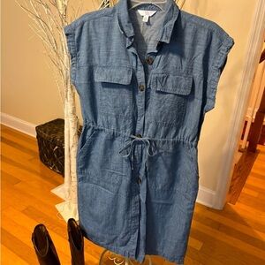 Time and Tru Blue Denim Button-Down Dress